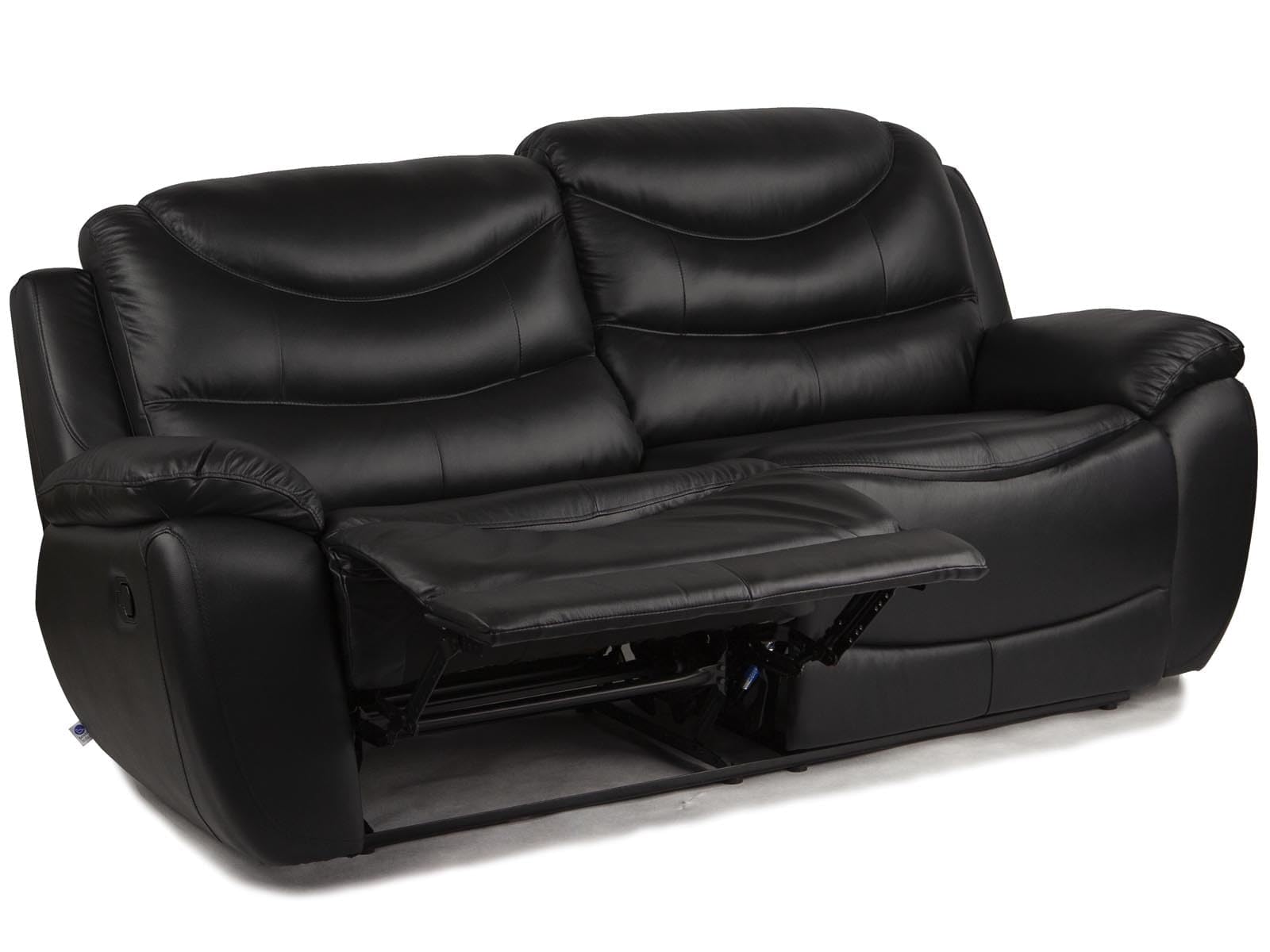 Nevada Ledersofa mit Relaxfunktion - mit unabhängigen Ausziehmechanismen - Zero-Wall - komfortable Sitzplätze mit Federn - Elegante Konstruktion - schwarz