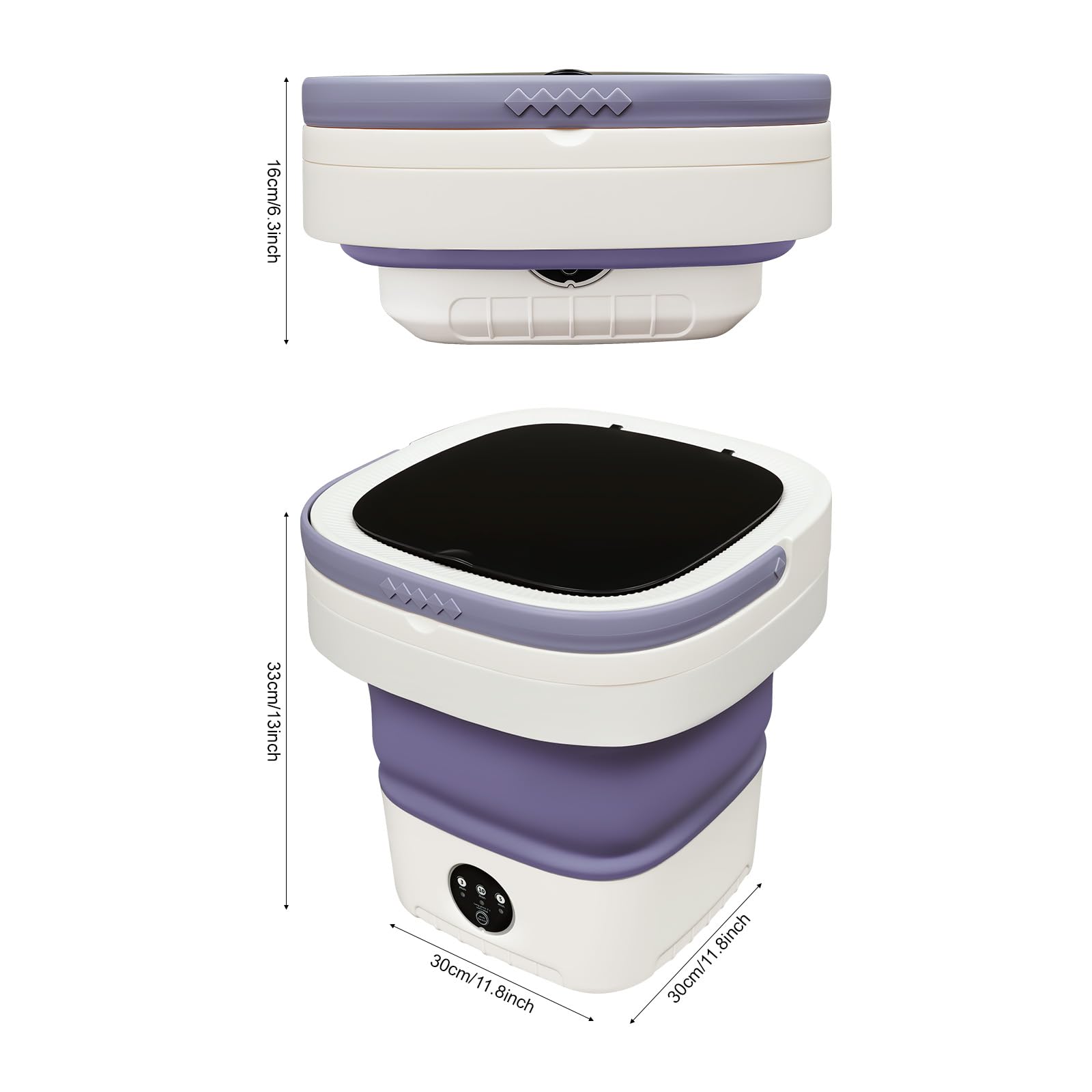 Qussse Mini Waschmaschine, 12L Faltbare Reisewaschmaschine, Tragbare Mini-Waschmaschine mit Abtropfkorb, Kleine Washing Machine für Wohnungen, Wohnheime, Wohnmobile und Camping, Lila - 2