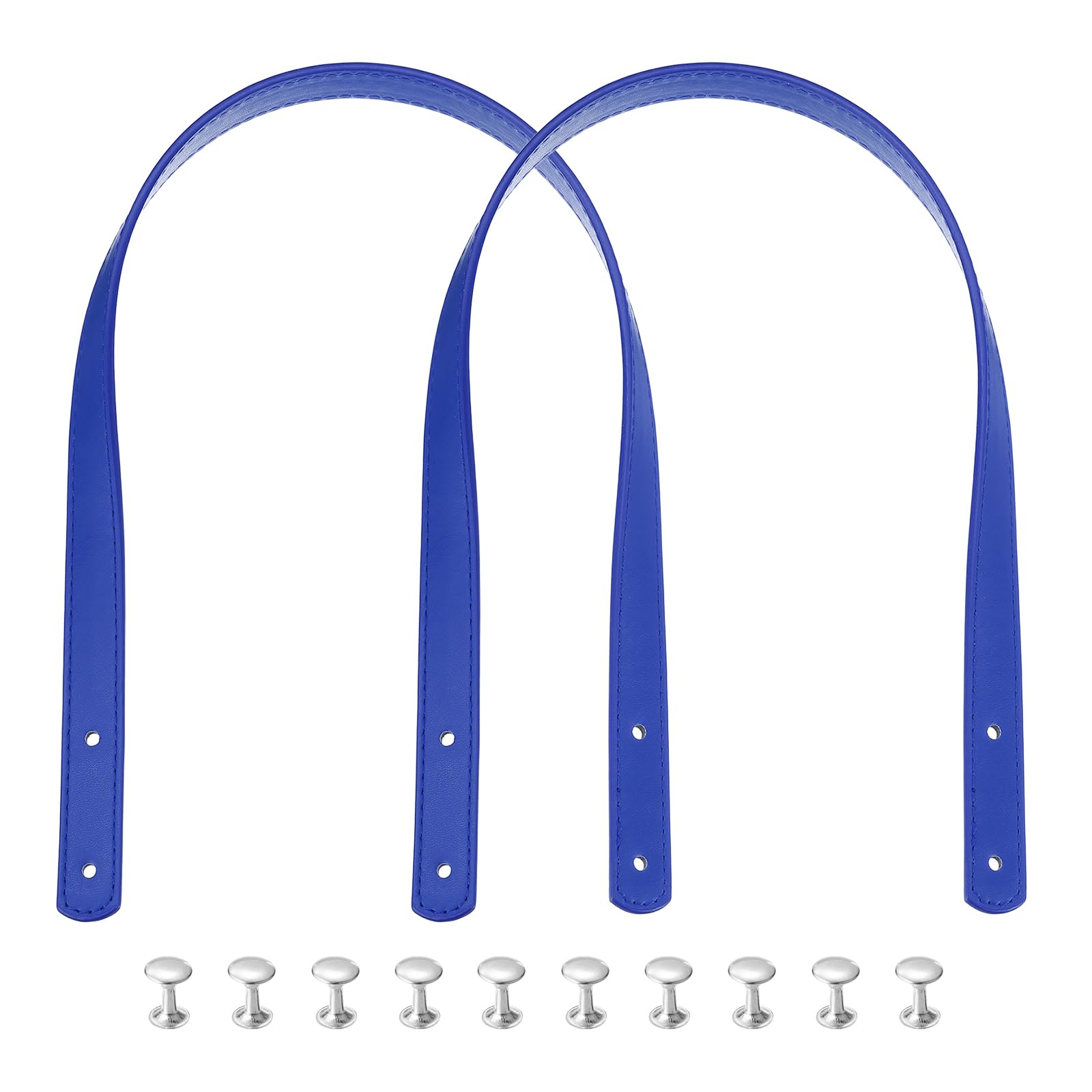 sourcing map 2pcs 24 Inch (60cm) PU Leather Purse Handle, Sew On Shoulder Purse Straps Handbag Belt Band Bag Handle Bag Strap Replacement for Wallet Tote Making, Blue