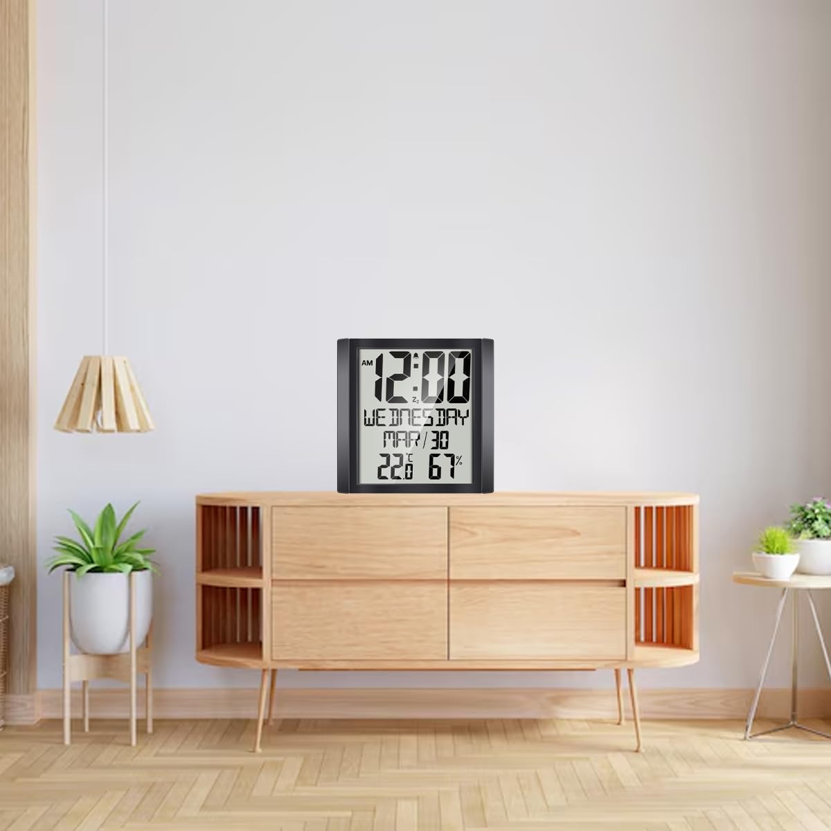 Reloj de pared digital, reloj de escritorio con temperatura, humedad, fecha, semana, pantalla grande, calendario, despertador a pilas, perfecto para personas mayores.