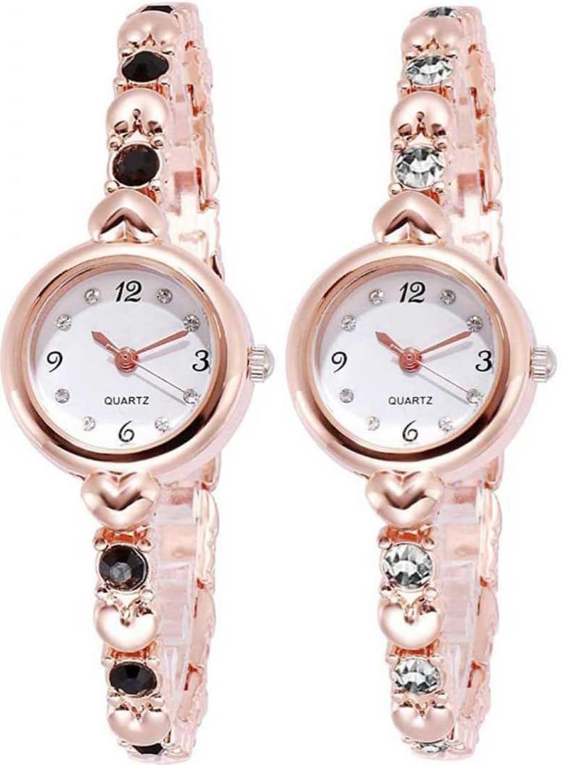 AcnosPremium Brand Analogue White Dial Rosegold Silver Bengle Watch Gift for Girls Women Watch for Girl Or Women Combo of 2