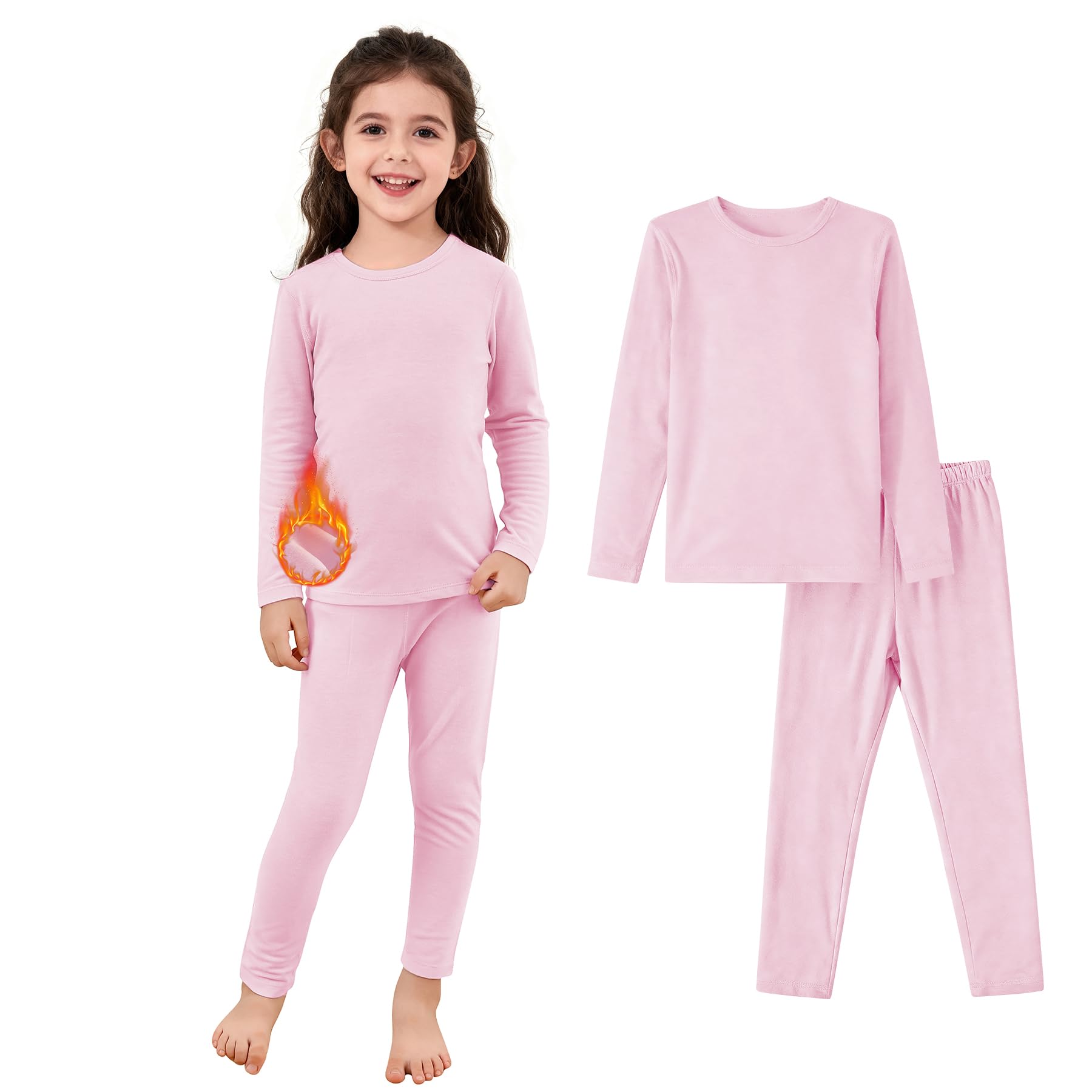 Zando Conjunto de capa base térmica para niños de 2 a 6 años, conjunto de camiseta térmica de manga larga y leggings para niños
