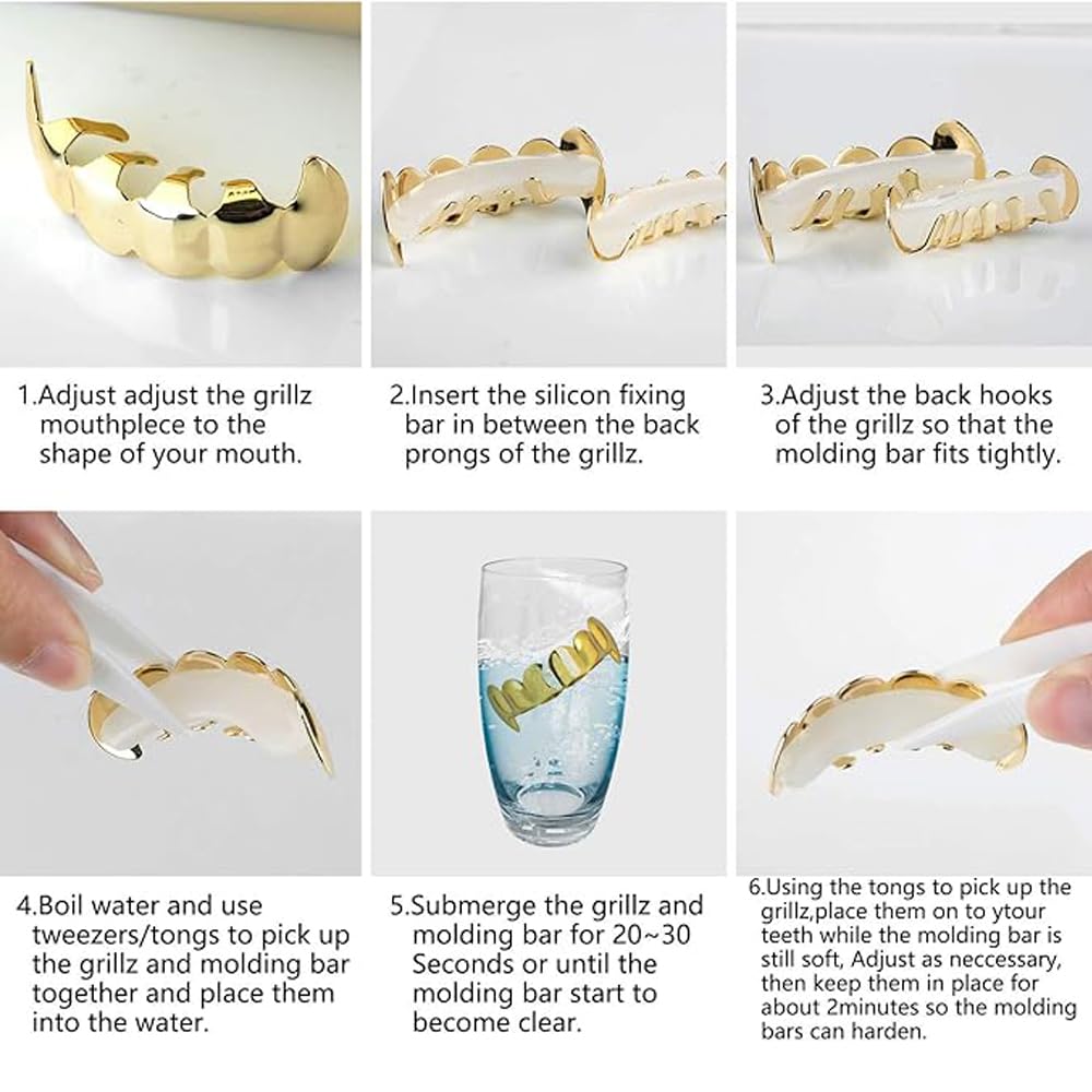 SSyang Hip Hop Dental Grills for Mouth Braces Decoration, one size, copper, Copper, Golden 222, as the picture shows - Image 4