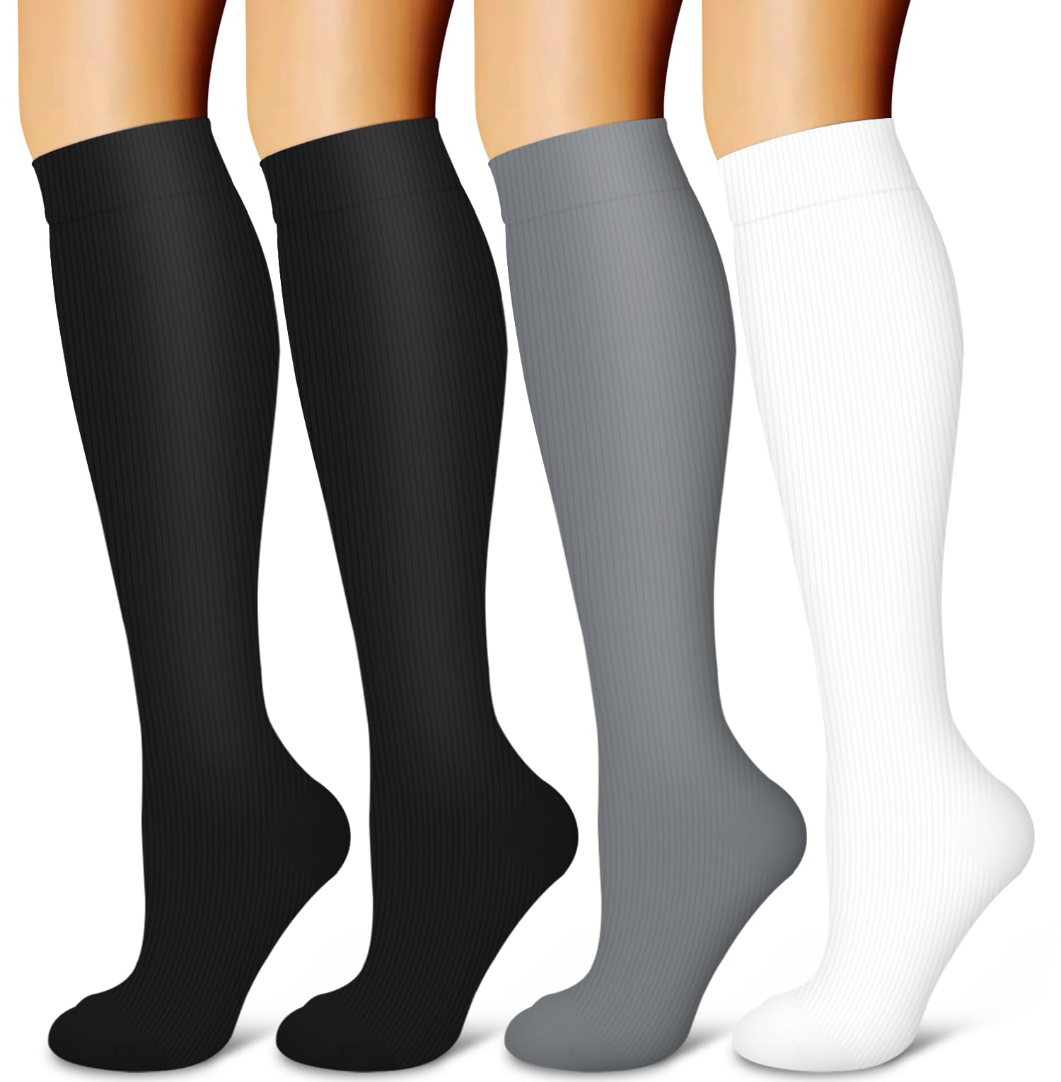 Laite Hebe 4 Pairs-Compression Socks for Women&amp;Men Circulation-Best Support for Nurses,Running,Athletic
