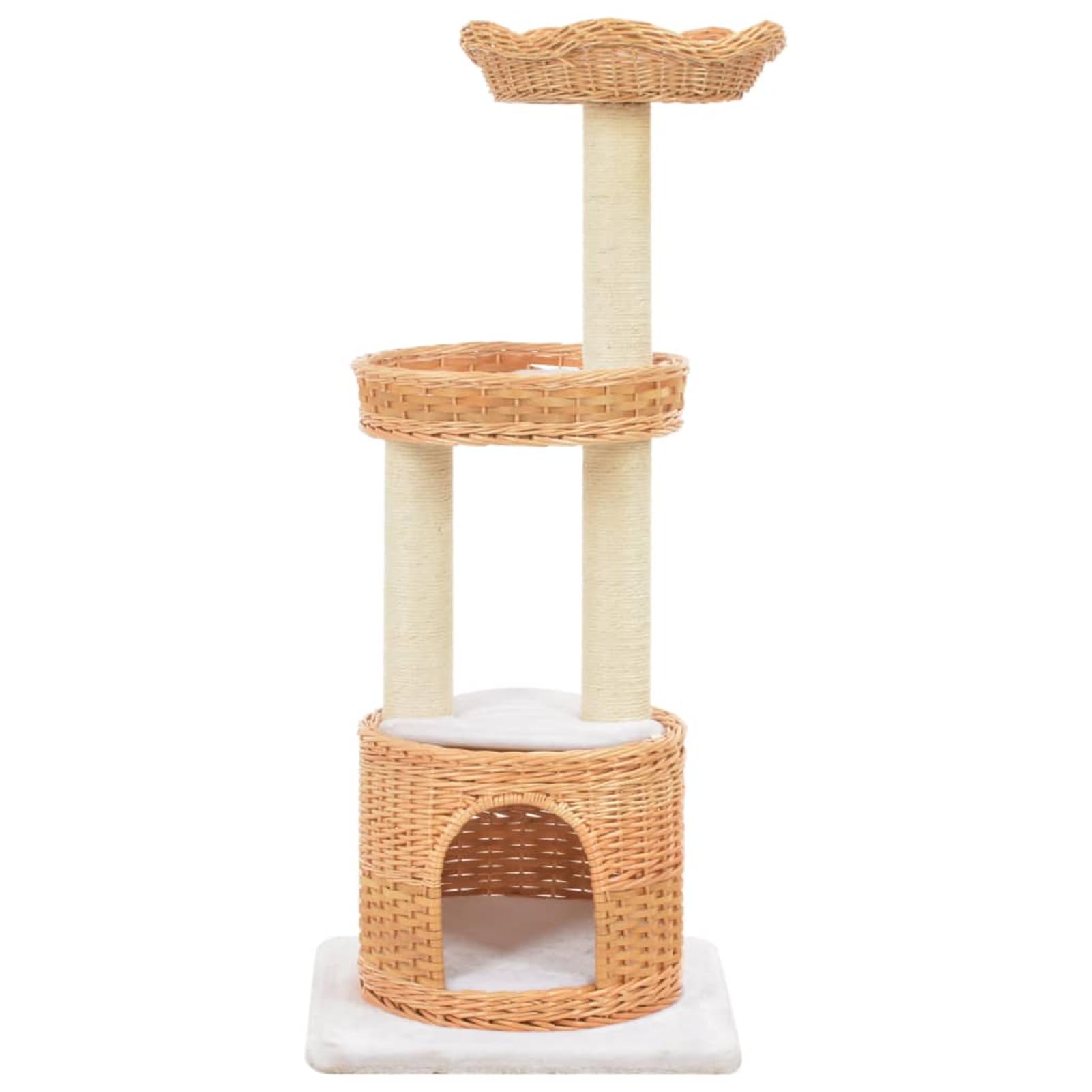 Tidyard Katzen Kratzbaum Sisal Natürliches Weidenholz mit 2 Körben und Haus für Klettern Entspannen Schlafen Katzenspielzeug für Wohnung Haus Garten Katzentoilette