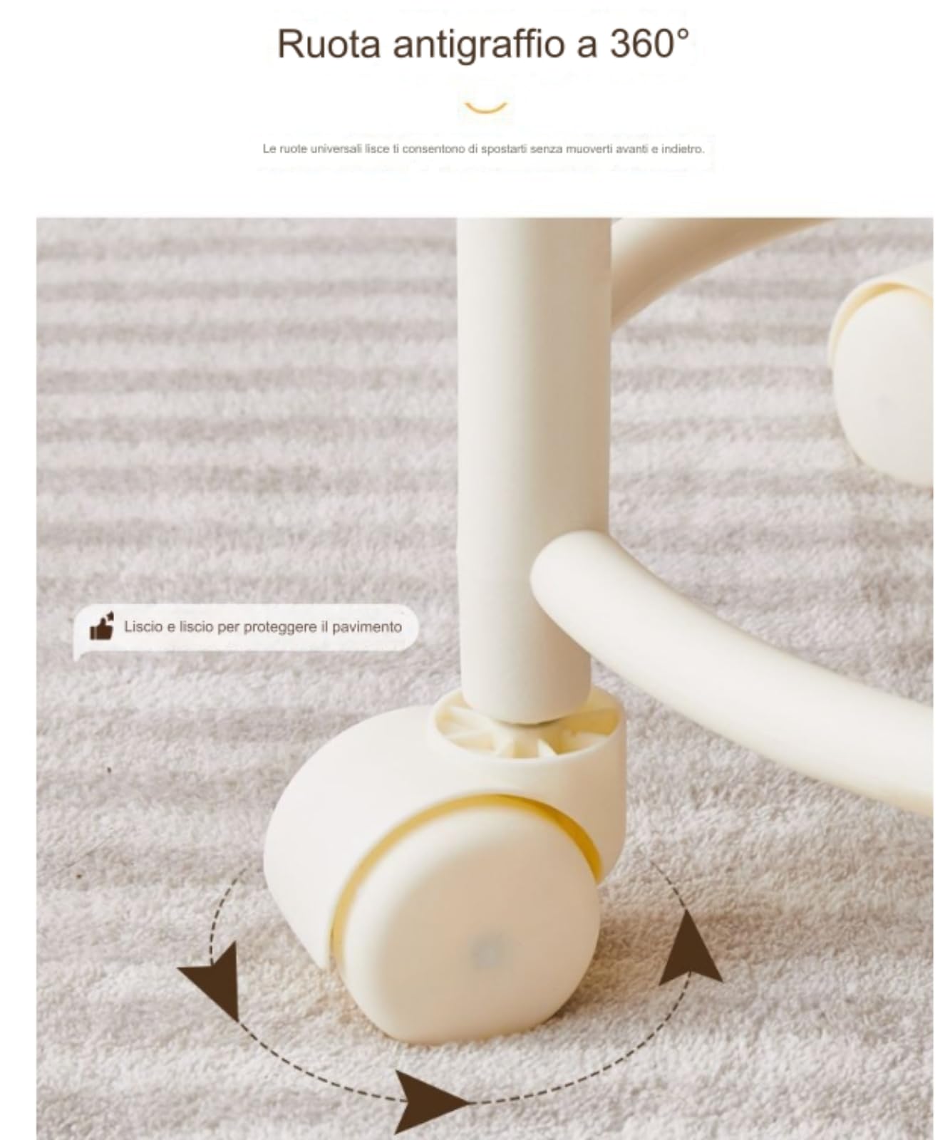Sgabello piccolo con rotelle, sgabello per pedicure, sgabello girevole con ruote, sgabello regolabile a 360°, sgabello da toilette con rotelle, per spa, casa (beige)