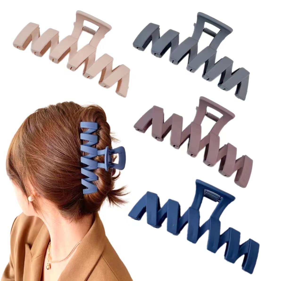 ALANX Big Hair Claw Clips ，4.7 Inch(about 12 cm) Nonslip Large Claw Clip for Thin hair Thick Hair,Strong Hold Hair Clips ,Fashion Hair Styling Accessories for Women and Girls (B)