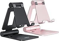 Vista 21 de Nulaxy Paquete de 2 soportes plegables dobles para teléfono celular, soporte plegable para teléfono de escritorio totalmente ajustable, compatible