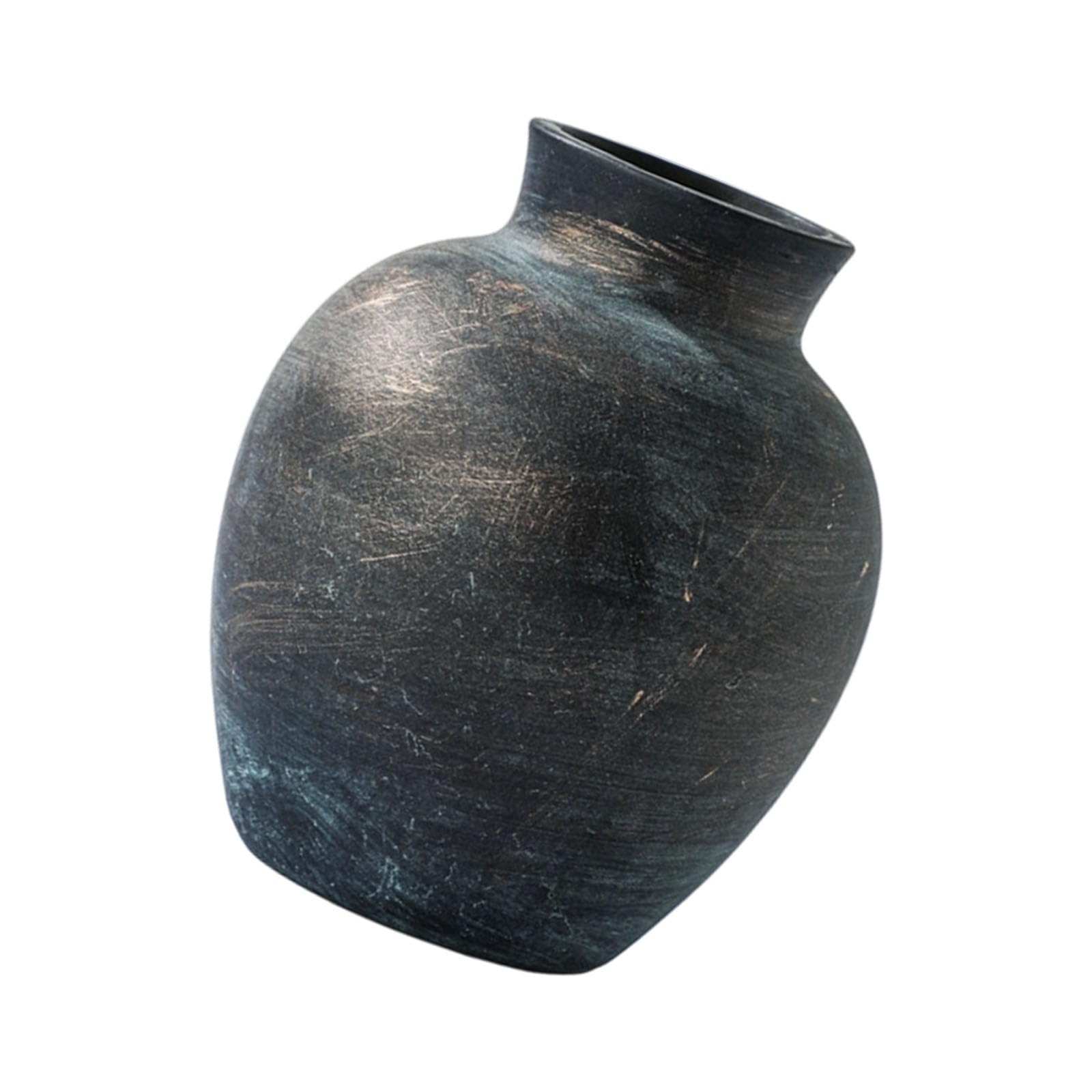 Vase Ceramic Accent for Entryway and Living Room Decor, Distressed Finish with Rounded Short Neck Display Decor Vase Tabletop Rounded Ceramic Distressed Flower Shelf Accent Entryway Short Neck Bouquet