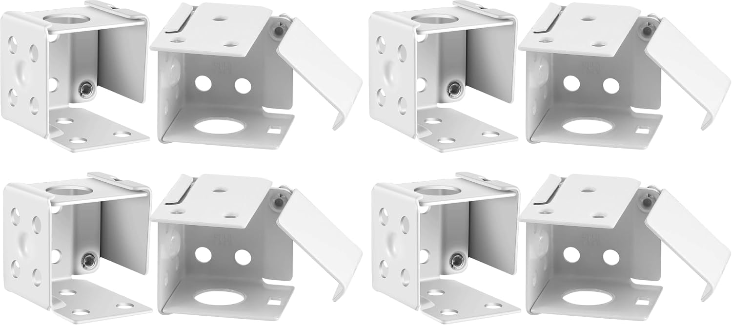 Hotop 4 Pcs 2 Inch Mini Blind Brackets for Low Profile Blinds, White Metal Box Mounting Brackets, Mini Blind Headrail Holder Bracket, Window Blinds Mounting Hardware for Inside Outside Mount