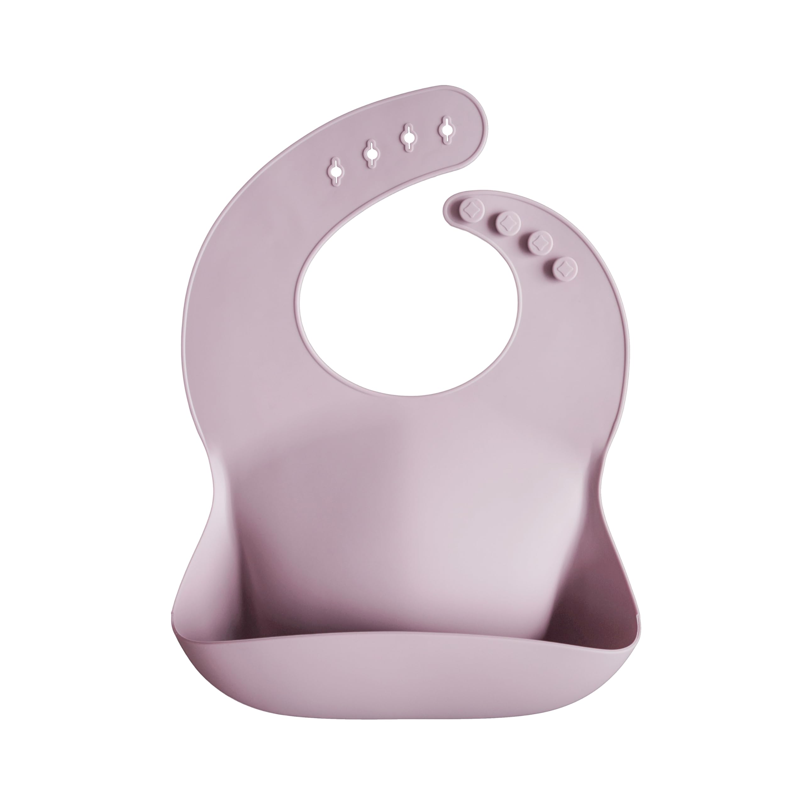 Mushie Baby Silicone Bib | Adjustable Fit Waterproof Bibs | Easy Wipe Baby Feeding Bibs | 4 Adjustable Sizes with Deep Front Pockets | 100% BPA and Phthalate Free (Pale Mauwe)