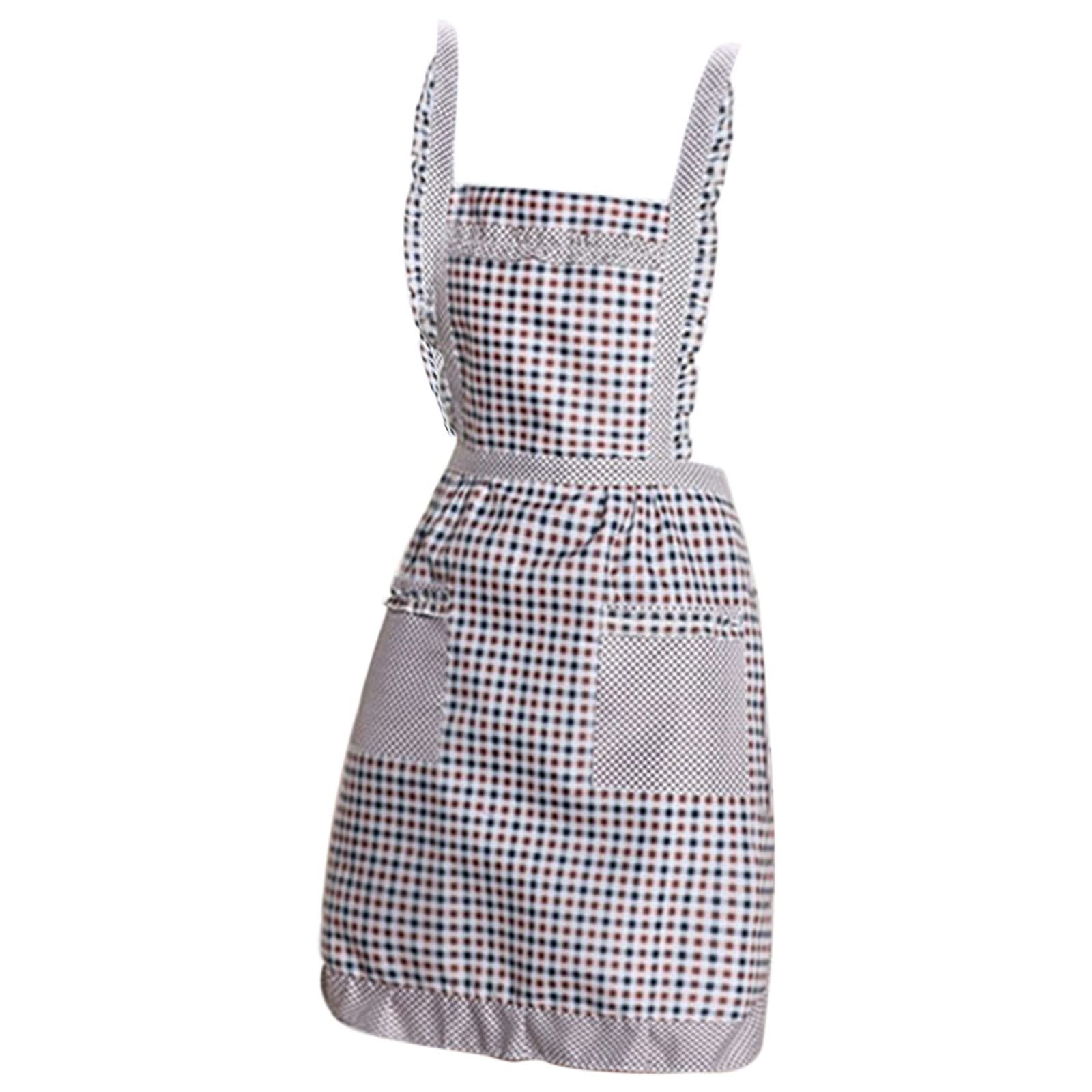 Pusiou Thickened Double Layer Princess Apron is Available in Many Styles Plus Size Apron Retro (D, One Size)