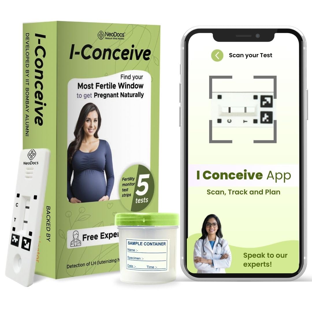 NeoDocs I-Conceive Ovulation Test Kit for Women | Ovulation Kit with 5 Ovulation Strips Tests | Accurate Results | Easy At-Home Fertility Testing