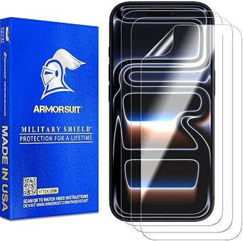 ArmorSuit 3 Pack Screen Protector for iPhone 17 Pro [6.3 inch] Case Friendly MilitaryShield HD Clear TPU Film - Made in the USA