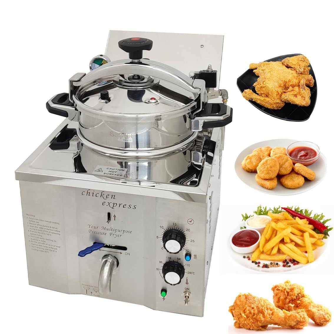 IUokLU High Pressure Fried Chicken Stove,Commercial Electric Chicken Fryer,Electric Pressure Deep Fryer,for Fired Chicken/Meat