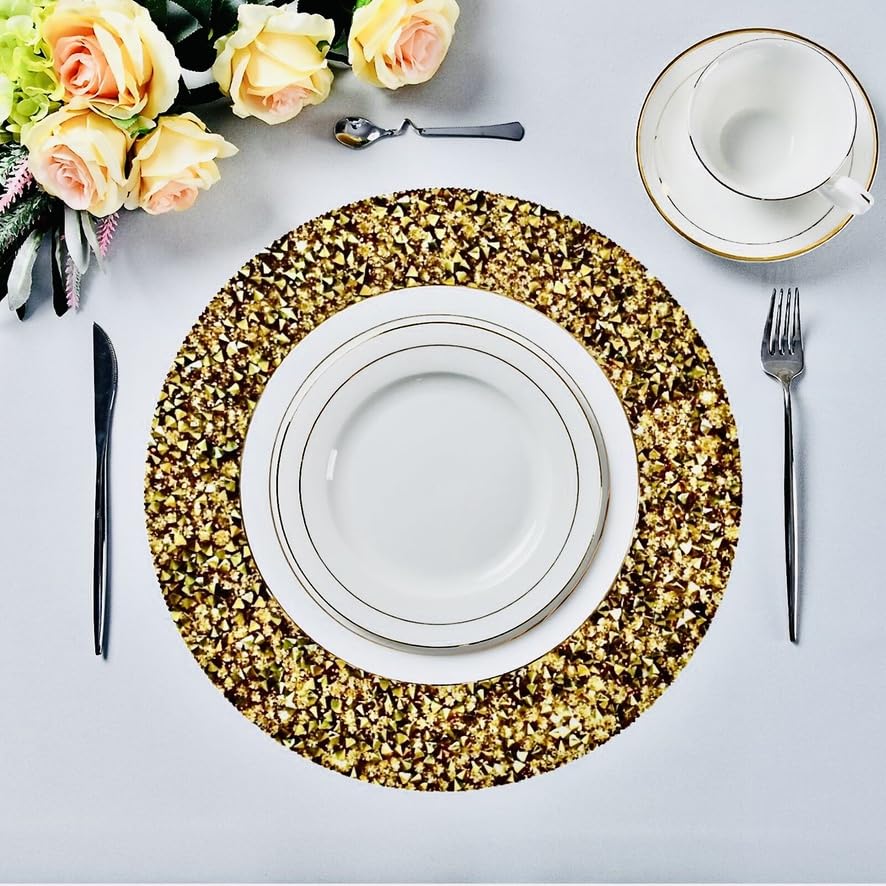 Set de table or résistant chaleur anti-tache grand format 40cm pour dîner - 8