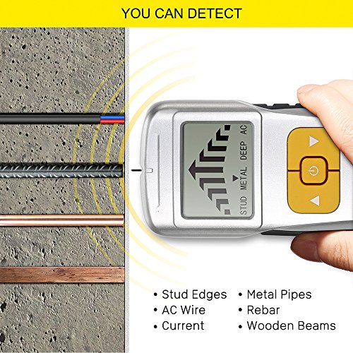 AOM Stud Finder Wall Scanner 4 in 1 Stud Detector Center Edge Finding Stud Locking With Stud Sensor Wood Metal Live AC Wire for Hang TV Mounts