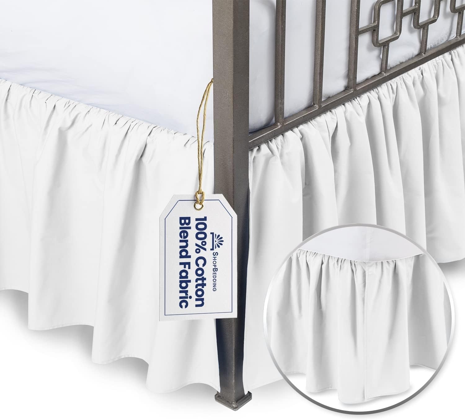 SHOPBEDDING Harmony Lane Ruffled Bed Skirt with Split Corners - Queen, W
