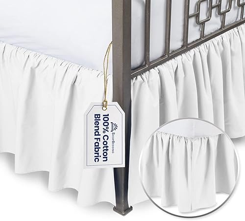 Falda de cama con volantes con esquinas divididas, tamaño King, falda de cama de 14 pulgadas (disponible en 16 colores)