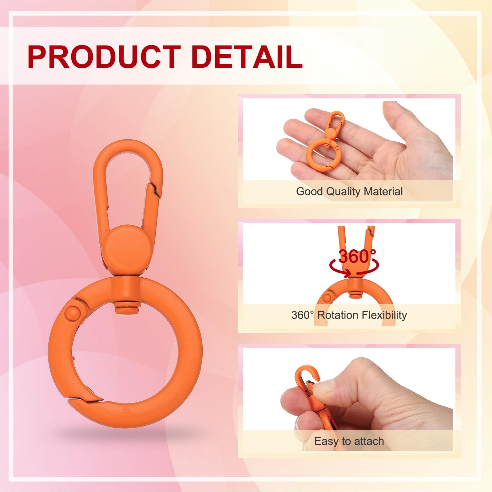 PATIKIL 2 Pcs Double Opening Snap Hooks Swivel Keychain Clasp Clips Metal Swivel Lobster Claw Clasp for Jewelry Making Crafts Backpack Bag Strap Phone Case - Image 3