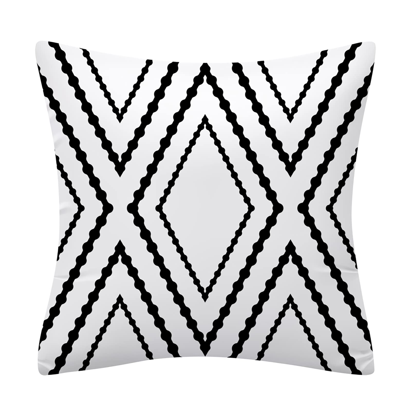 Homemissing Set di 4 federe decorative per cuscini con motivo musicale, 40,6 x 40,6 cm, colore bianco e nero