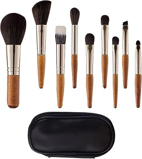 9 Pieces Mini Travel Makeup Brush Set with Brush Bag | Portable Full Complete Function Cosmetic Brushes, Premium Synthetic Fibers for Foundation, Eyeshadow, Concealer Application