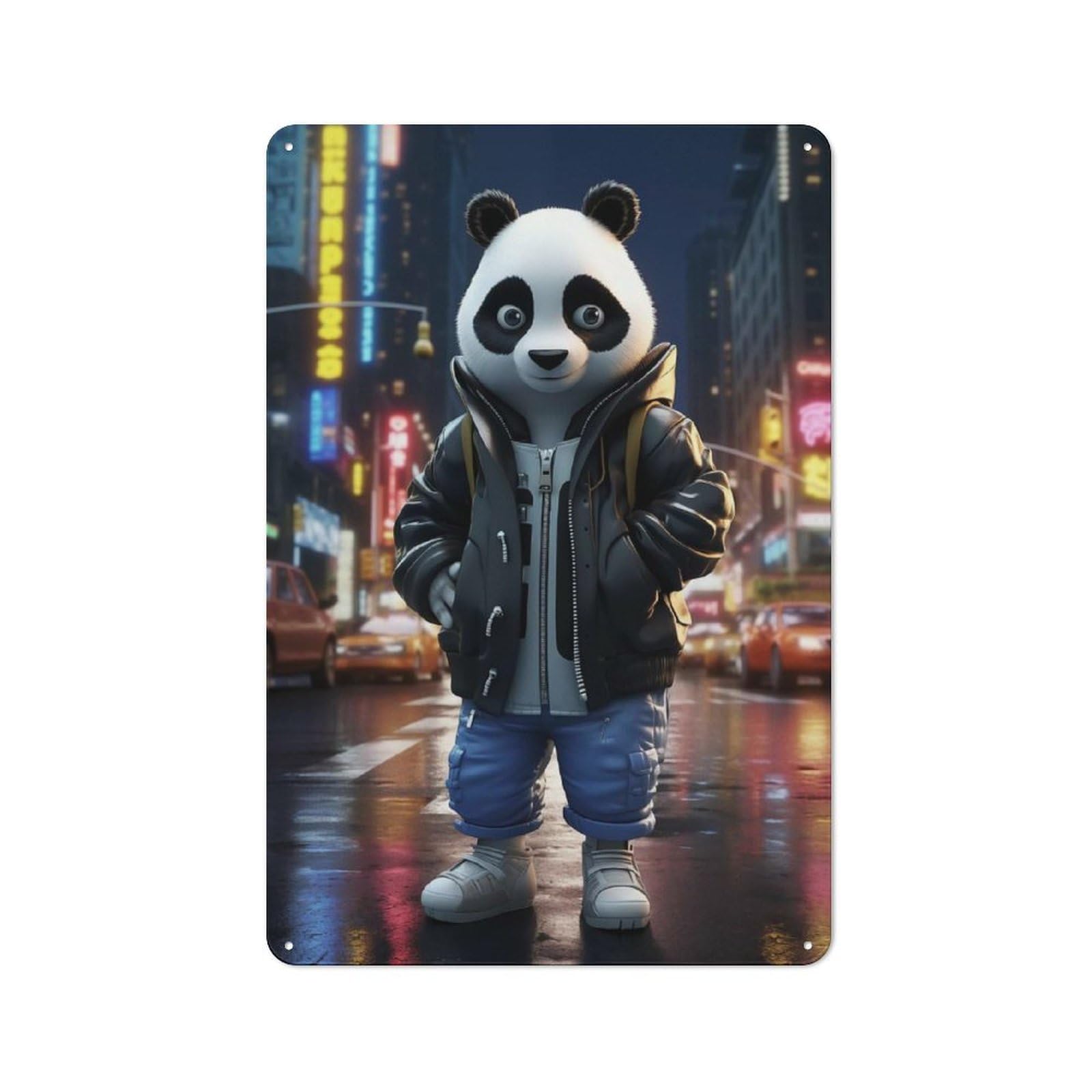 Cool Panda Decorative Metal Plaque 30x20cm, Garage Style Shed Wall Plaque for Workshop, Basement, Shed Or Games Room