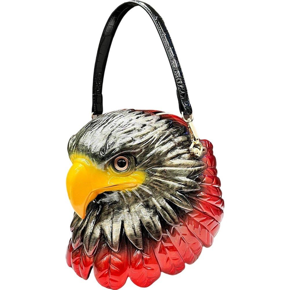 Torba na ramię z łysą głową na Halloween, torba na ramię z głową zwierzęcia 3D, torebka na zamek błyskawiczny ze skóry PU, zabawna słodycz lub psikus