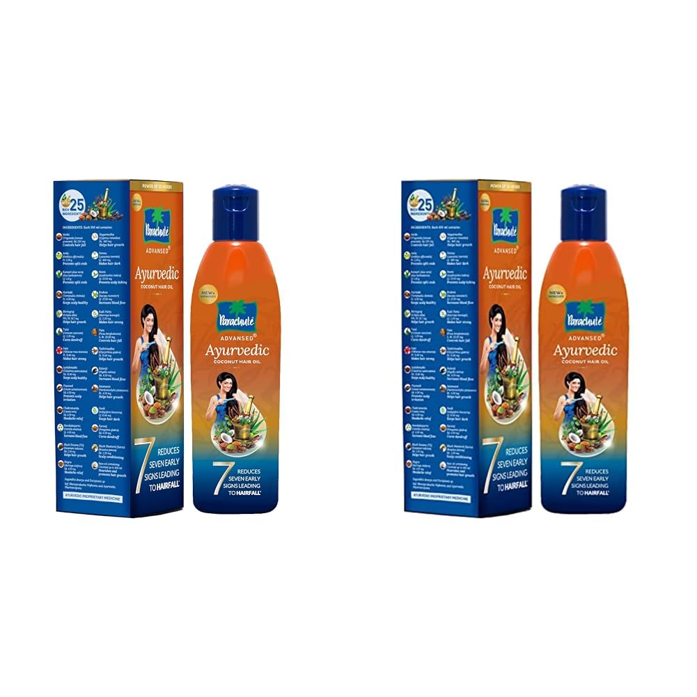 Parachute Advansed Ayurvedic Coconut Hair Oil With Neem, Amla, Bhringraj & 22 Natural Herbs | Reduces Dandruff, Thinning & Prevents Hairfall | 400ml & 300ml