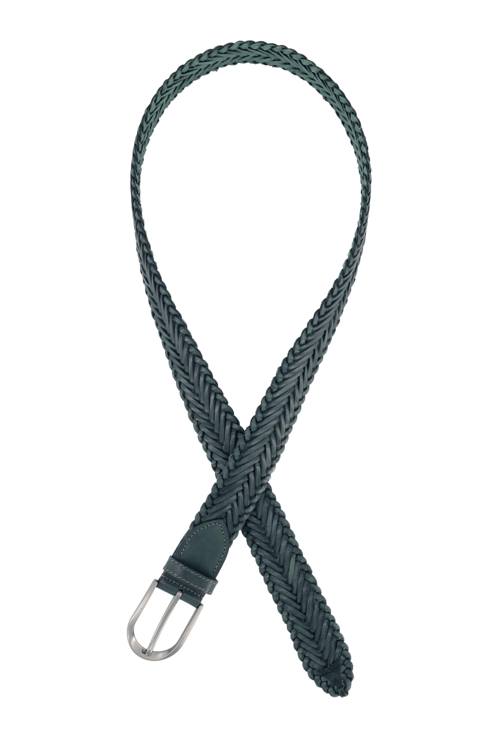 Ulla Popken Damen große Größen Übergrößen Plus Size Ledergürtel, geflochten, Metallic-Schließe 821764