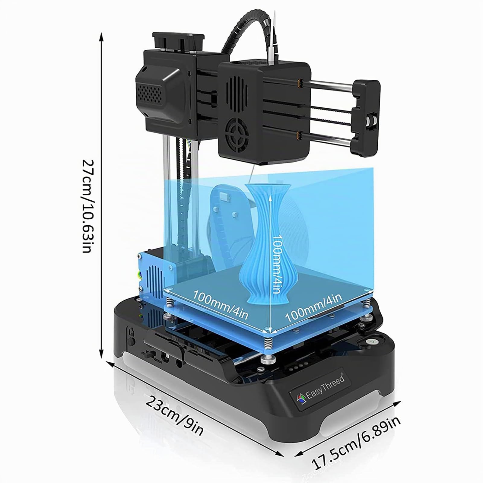 Stampante 3D per Bambini Mini Stampante 3D Desktop 100x100x100mm Formato di Stampa Nessun Letto Riscaldato Stampa a Un Tasto con Scheda TF Filamento Campione PLA per Principianti