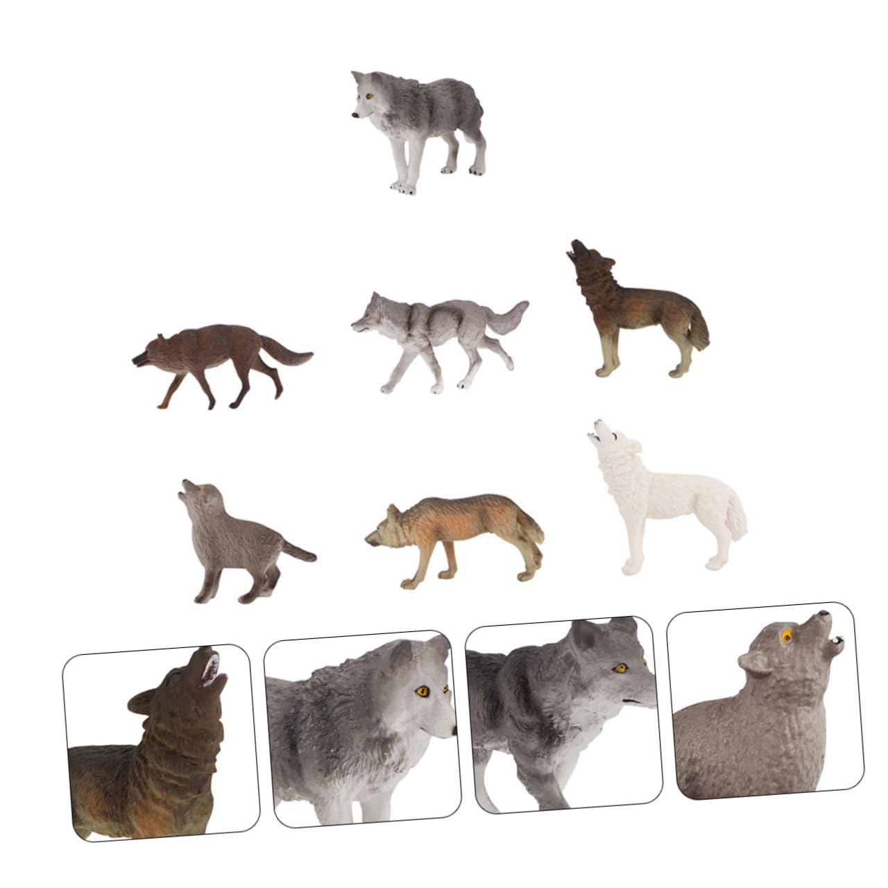 Abaodam Set di 7 Giocattoli Educativi di Animali Selvatici a Forma di Lupo in Pvc Resistente Finitura Delicata, per Decorazioni Domestiche e Giochi per Bambini