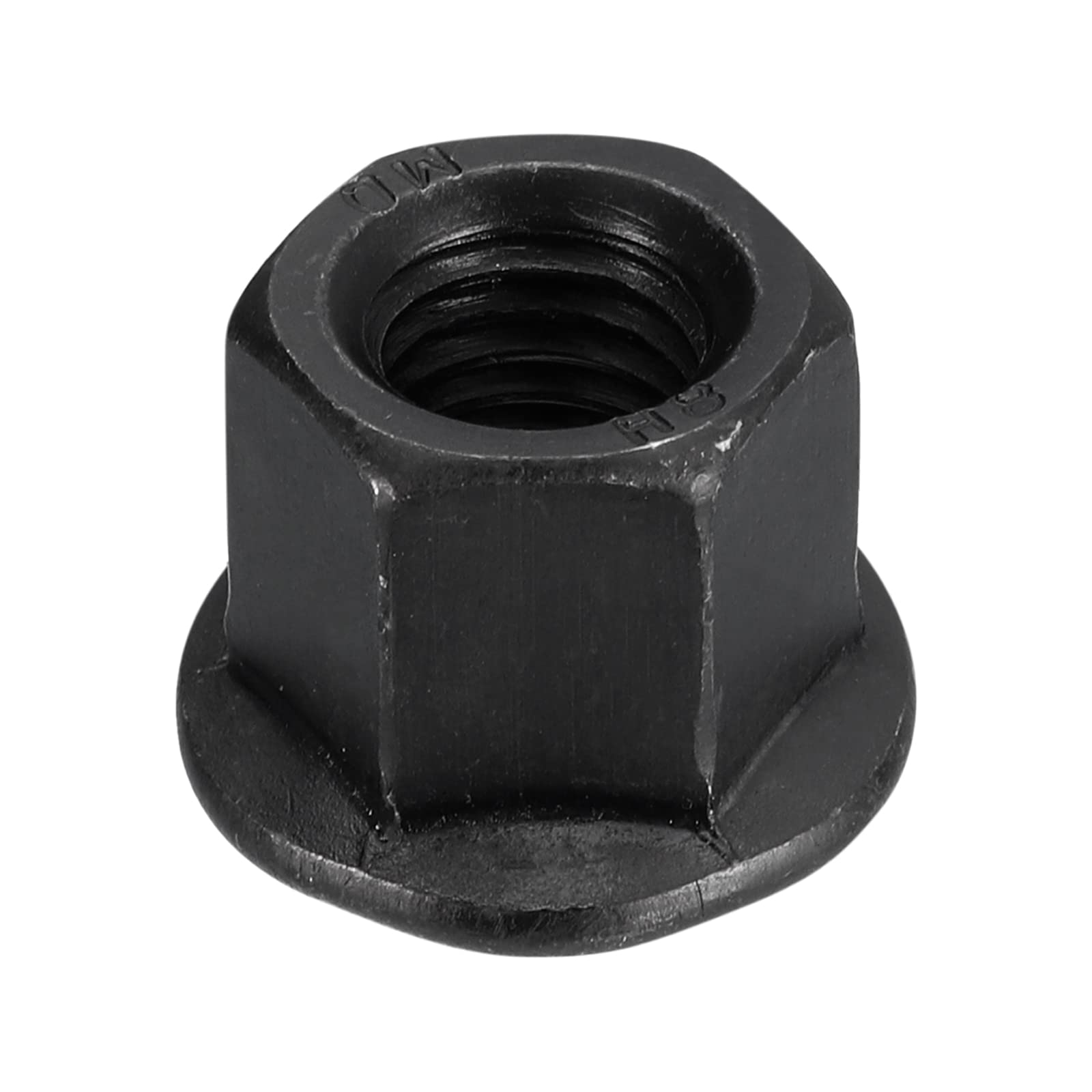 sourcing map M12 Flange Hex Nut, Grade 10.9 Carbon Steel Black Oxide Finished Hex Flange Nut for Machinery