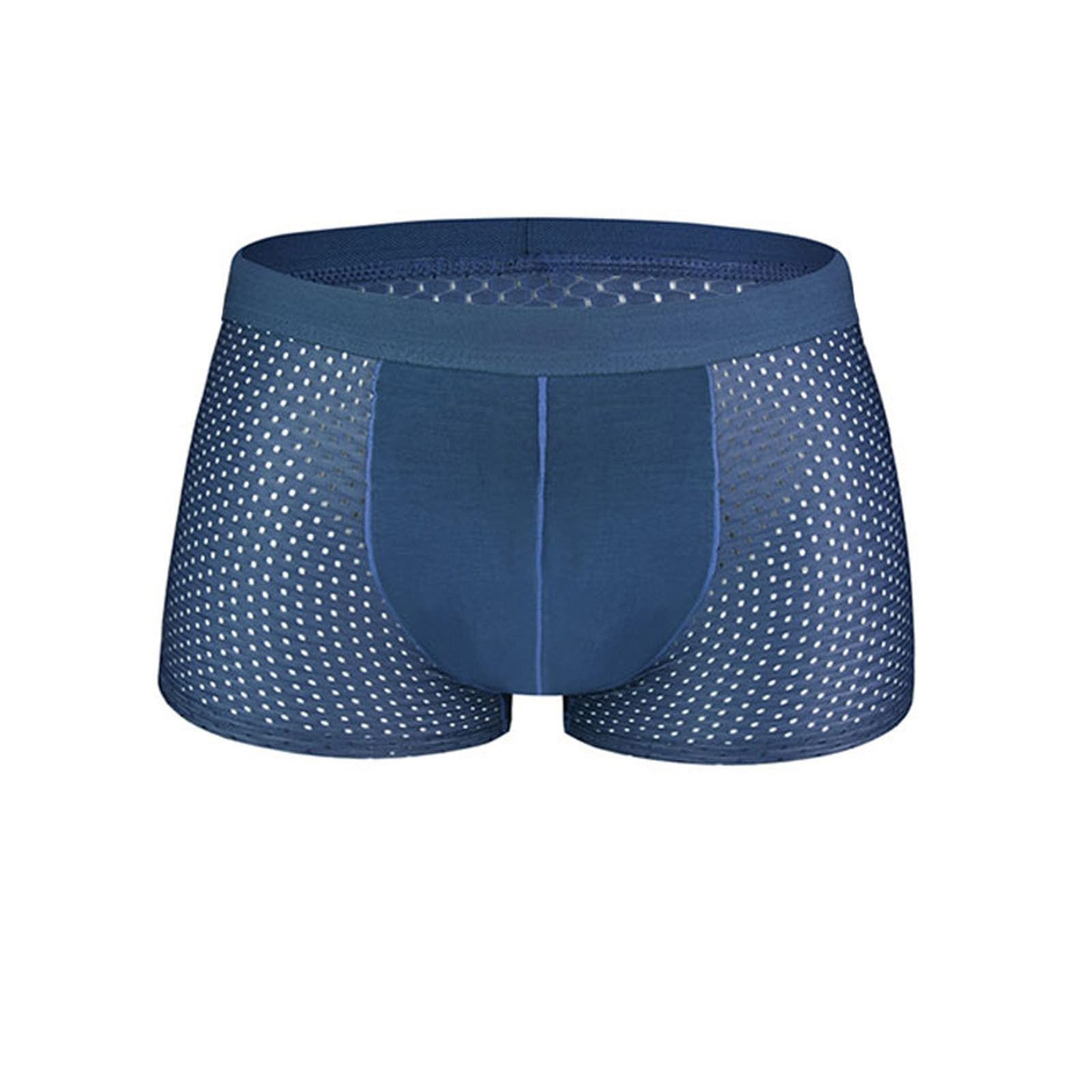 Mens Mesh Boxer Briefs Elastic Mid-Waist Cotton Boxer Briefs Trendy Casual Comfortable Breathable Boxer Briefs