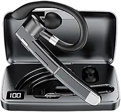 Fones de Ouvido Bluetooth 5.3 Com Cancelamento de Ruído ANC Gancho de Orelha Intra-auricular Toque Inteligente Preto