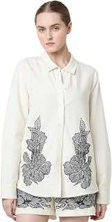 VERO Moda Women's Regular Fit Floral Embroidered Shirt Price In India