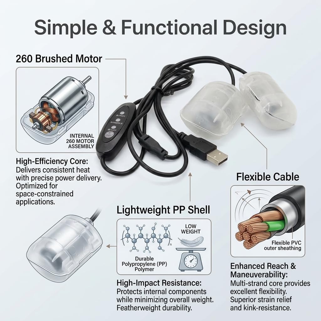 Dual USB Vibration Motor with 3-Speed Controller, 5V DIY Massager Replacement Kit for Massage Pillow, Waist Cushion, and Seat Pad Accessory image 5