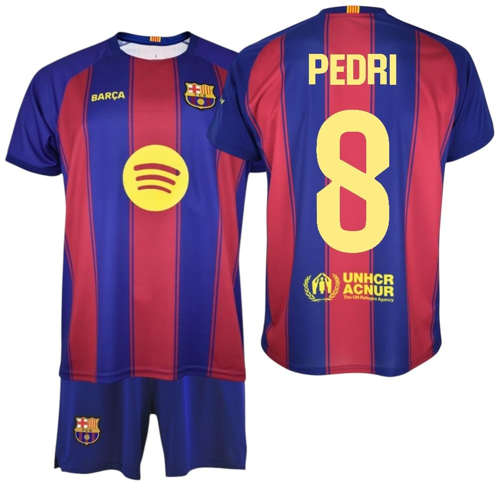 FC Barcelona Kit Infantil 8 PEDRI 1ª Equipación 25/26 Réplica Oficial – Conjunto Niño con Camiseta y Pantalón Blaugrana