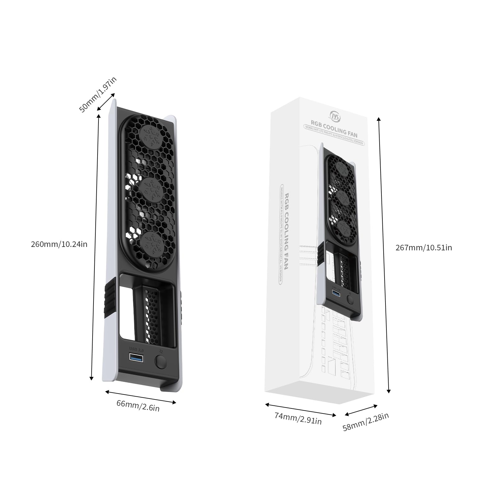 Ventilador de refrigeración para PS5 Pro/PS5 Slim, Consola Ventilador externo,Ventiladores de refrigeración silenciosos con iluminación RGB para PS5 Pro/PS5 Slim edición digital y disco (negro)