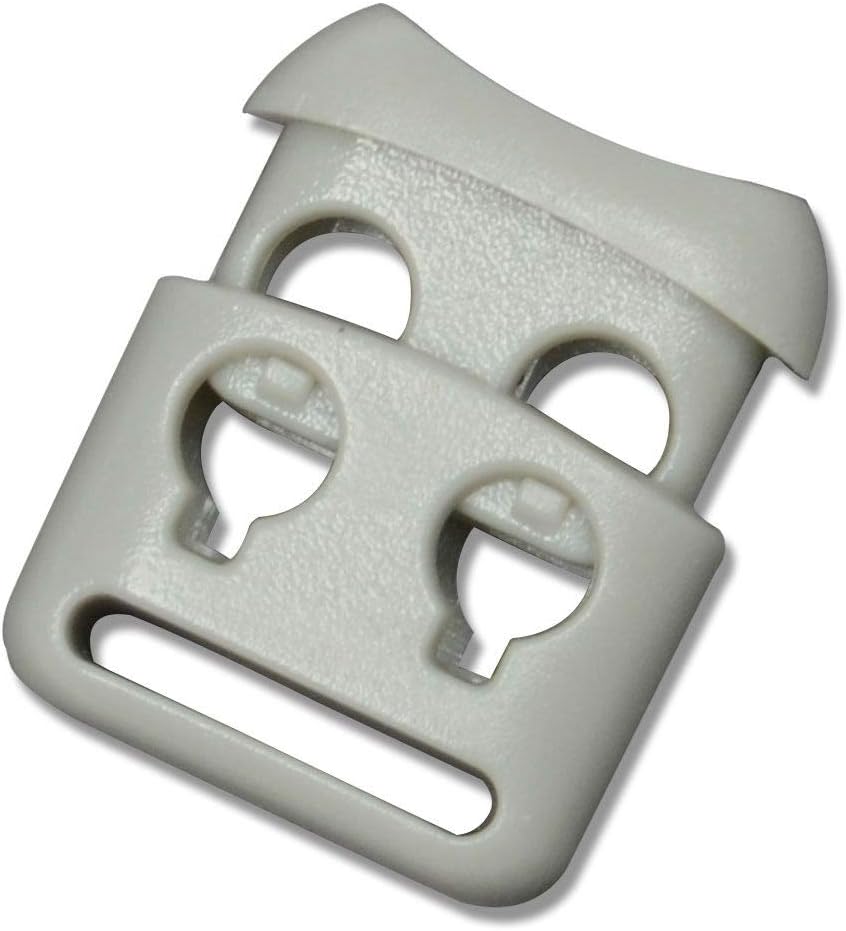 DYZD Double Hole Plastic Cord Locks End Spring Stop Toggle Stoppers Multi-Colour (10PCS, Grey)