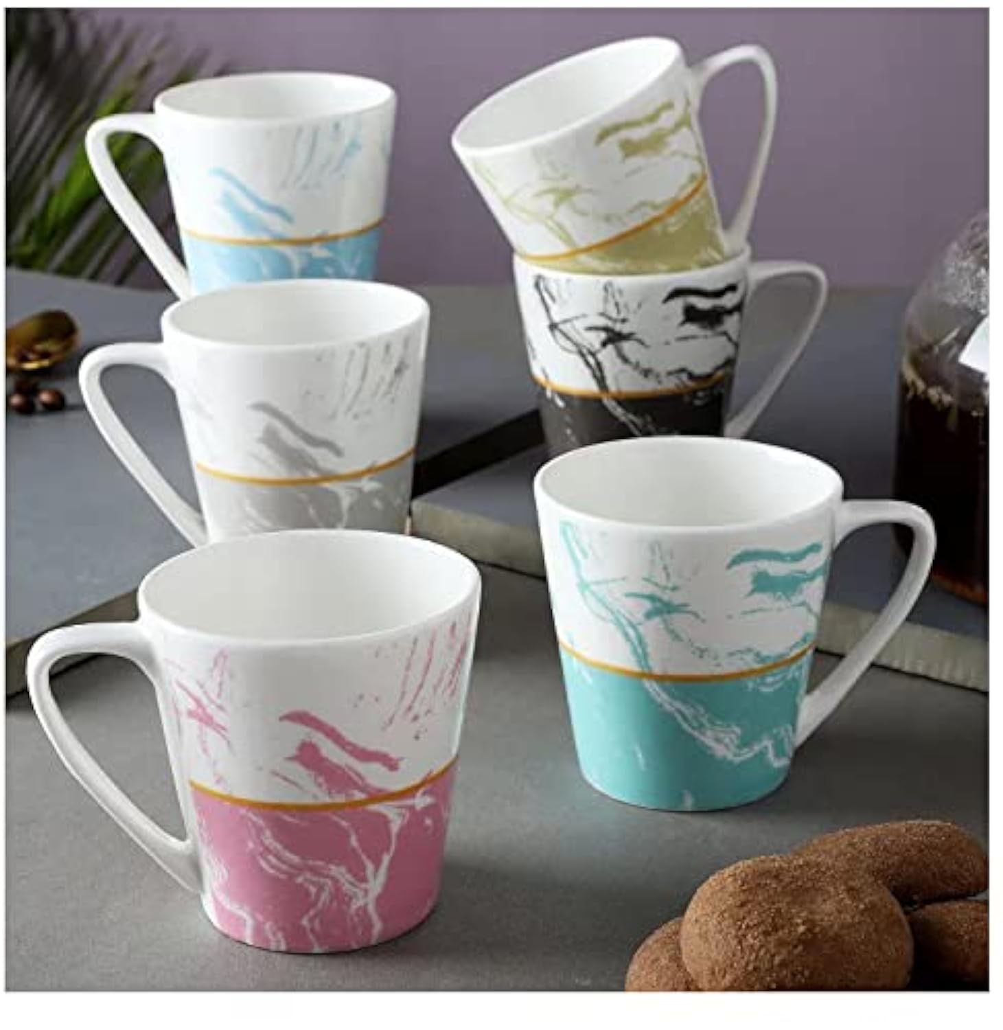 Gold Printed Bone China Glossy Cups & Mugs/Tea Cup for Home Office / 180 Ml (Multicolor)