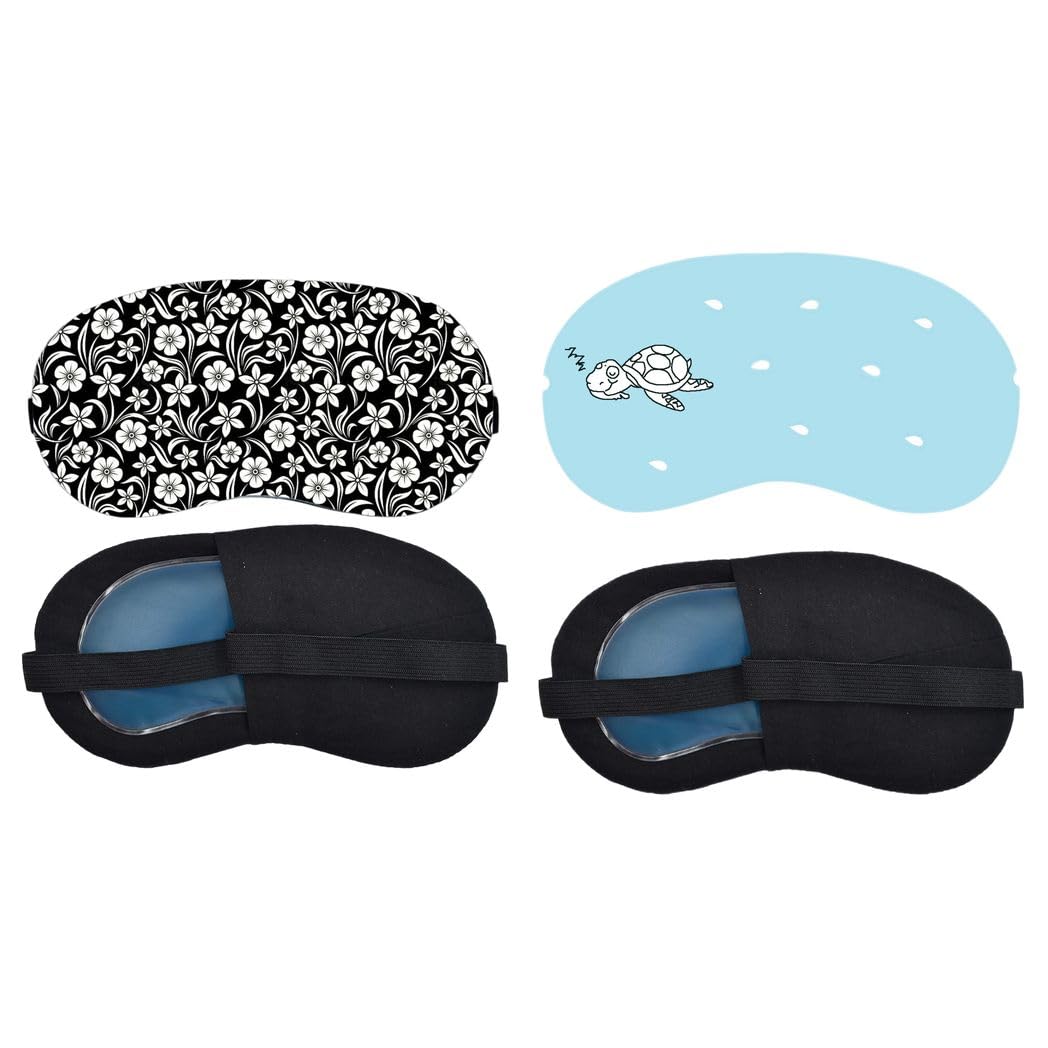 Aoxeria Monochrome Floral Pattern, Minimal Fish Sky Sleeping Mask Combo, Soft Comfortable Light-Blocking Eye Cover for Women, Men & Kids, Reusable Blindfold for Night Sleep, Nap, Travel (Pack of 2)-image-43