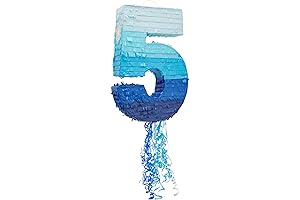 BLUE PANDA Number 5 Pinata - Pull String Pinata for Boys 5th...