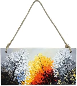 Hanging Sign Wall Decor - Memo Message Sign - Winter Cypress Tree Farmhouse Wooden Hanging Board Wall Art for Office, Home, Store, Restaurant, 8x4in