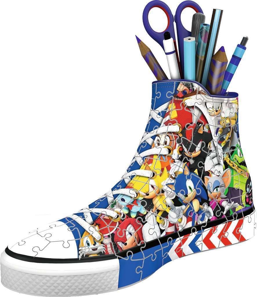 Ravensburger - Puzzle 3d Portapenne Sneaker Sonic | Puzzle 3d Bambini A Partire Dagli 8 Anni | Modellismo Da Costruire Bambini Di 108 Pezzi | Regalo Bambino 8 Anni E Più