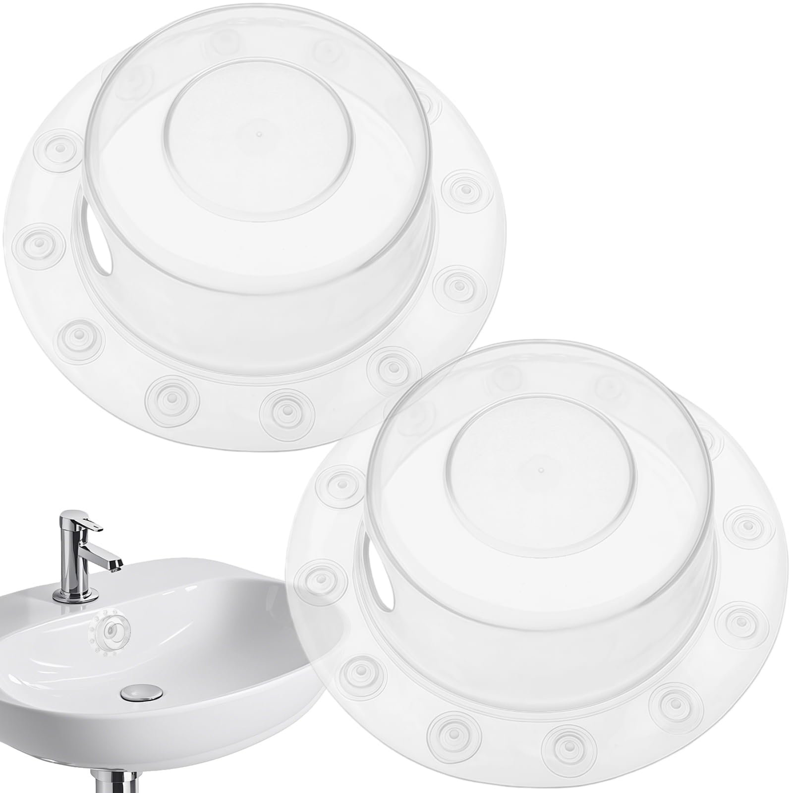 2 PCS Bathtub Overflow Drain Covers Clear Silicone Bath Overflow Stopper Deep Bath Drain Cover Adds Inches of Tub Water Durable Hole Protection Bathroom Accessories for Tub Water Level