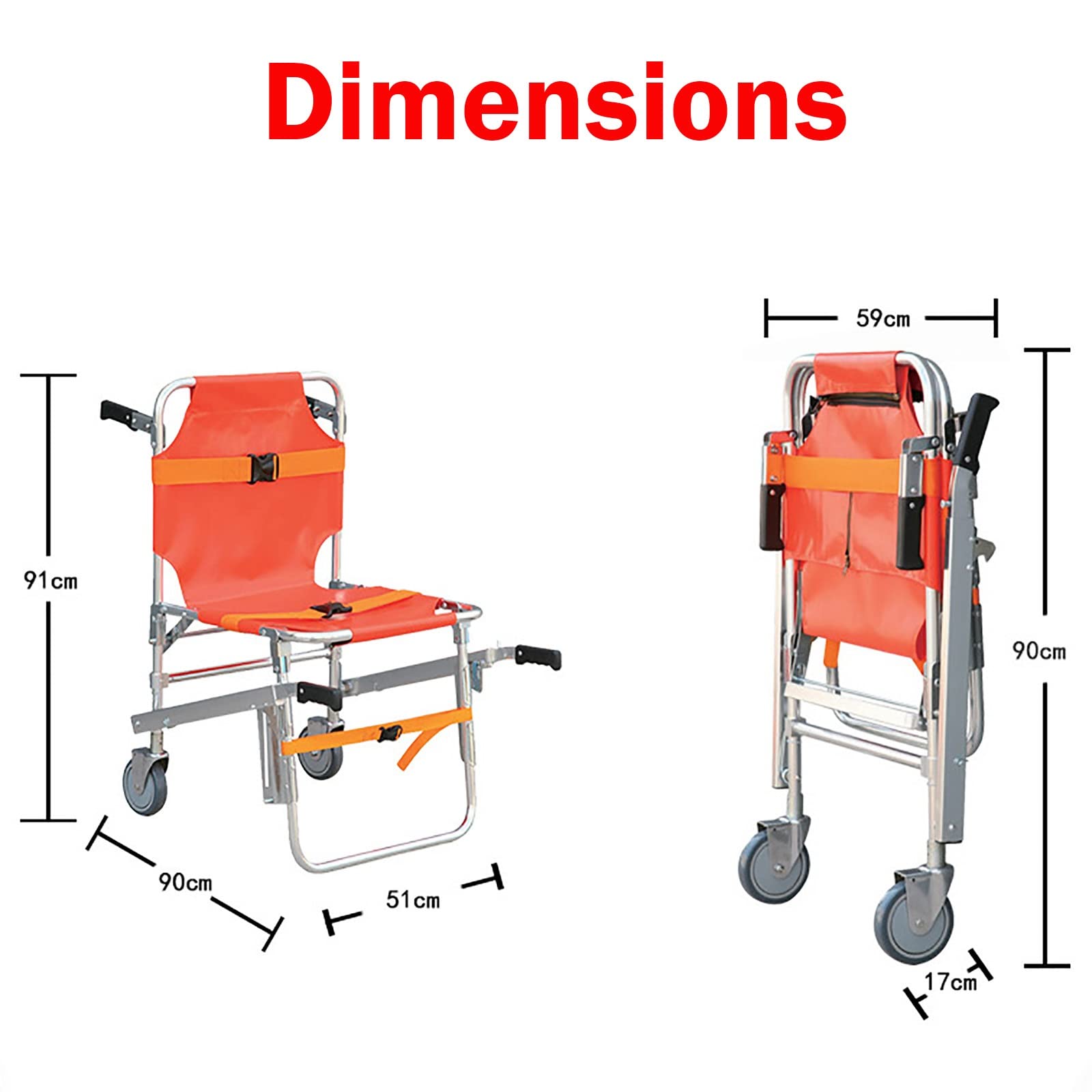 Silla de Escalera de Emergencia, Camilla de Rescate de aleación de Aluminio con Asiento Que se Puede Levantar y Plegar, Silla de evacuación de escaleras Liviana para Rescate (A)