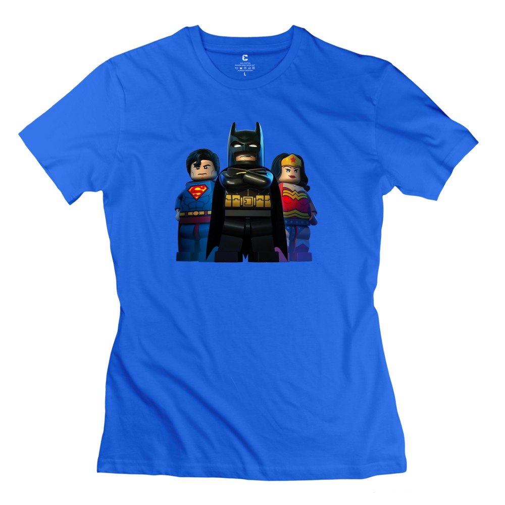 Women Batman Superman Superwoman Lego Custom Retro DeepHeather Tee Shirts by Mjensen