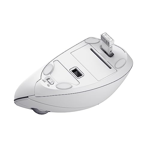 Verto Mouse Verticale Wireless, Mouse Ergonomico senza Filo, Ridurre la Tensione del Braccio e del Polso, 800-1600 DPI, 6 Pulsanti, PC, Computer, Portatile, Mac, Batterie Incluse - Bianco - Mouse gaming - Immagine 12