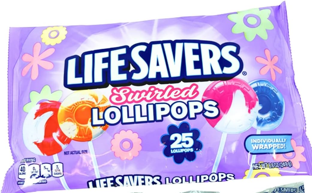 Lifesavers Swirl Lollipops 25 wrapped lifesaver swirl lollipops